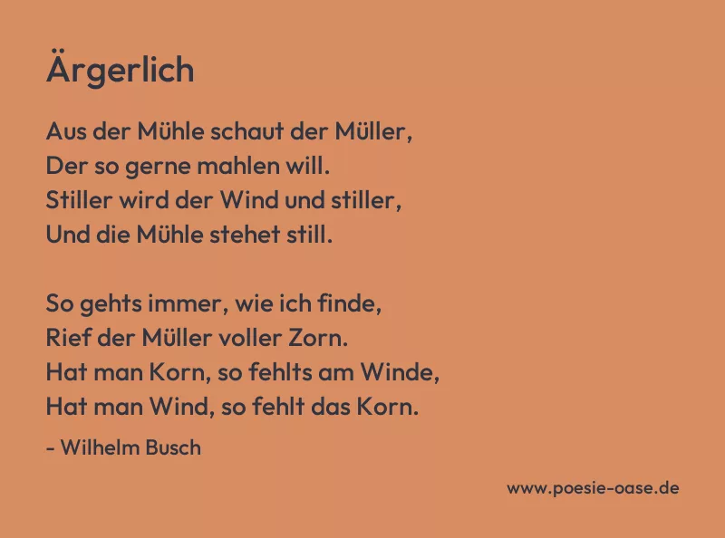 Gedicht: Ärgerlich von Wilhelm Busch