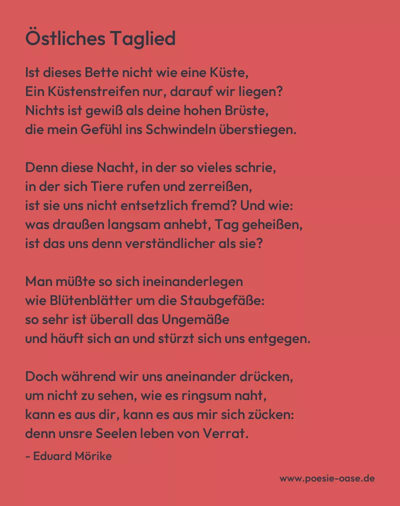 Gedicht: Östliches Taglied von Eduard Mörike