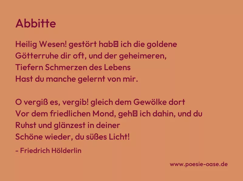 Gedicht: Abbitte von Friedrich Hölderlin