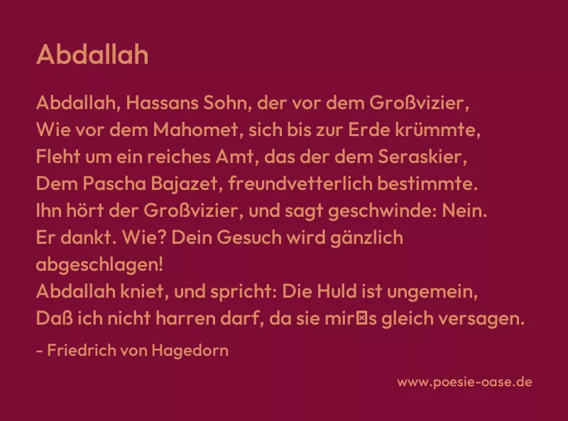 Gedicht: Abdallah von Friedrich von Hagedorn