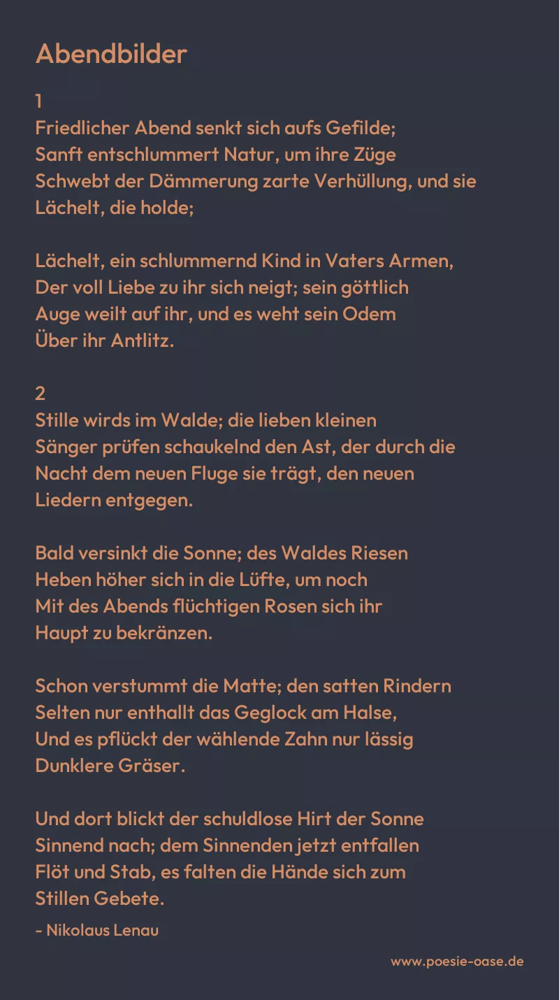 Gedicht: Abendbilder von Nikolaus Lenau