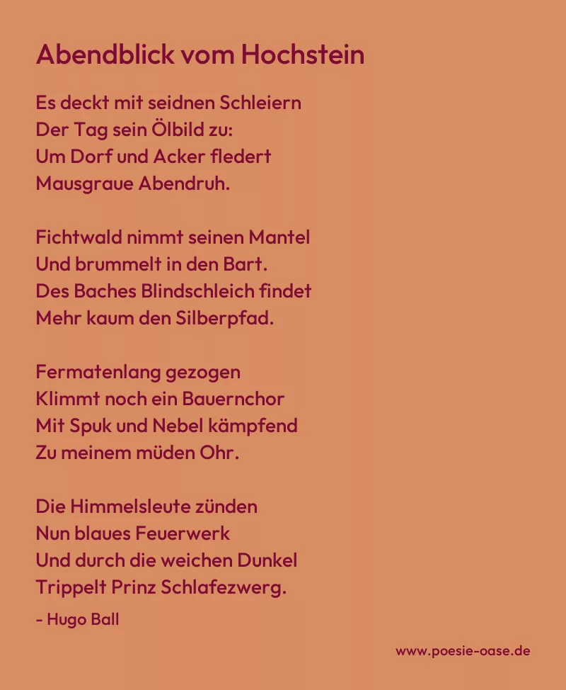 Gedicht: Abendblick vom Hochstein von Hugo Ball