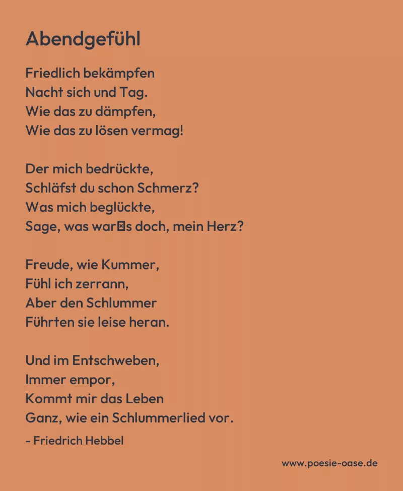 Gedicht: Abendgefühl von Friedrich Hebbel