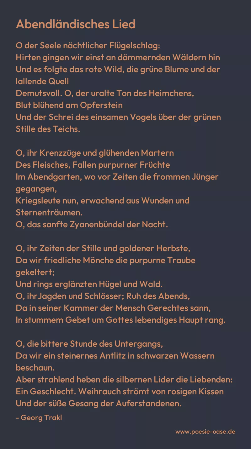 Gedicht: Abendländisches Lied von Georg Trakl