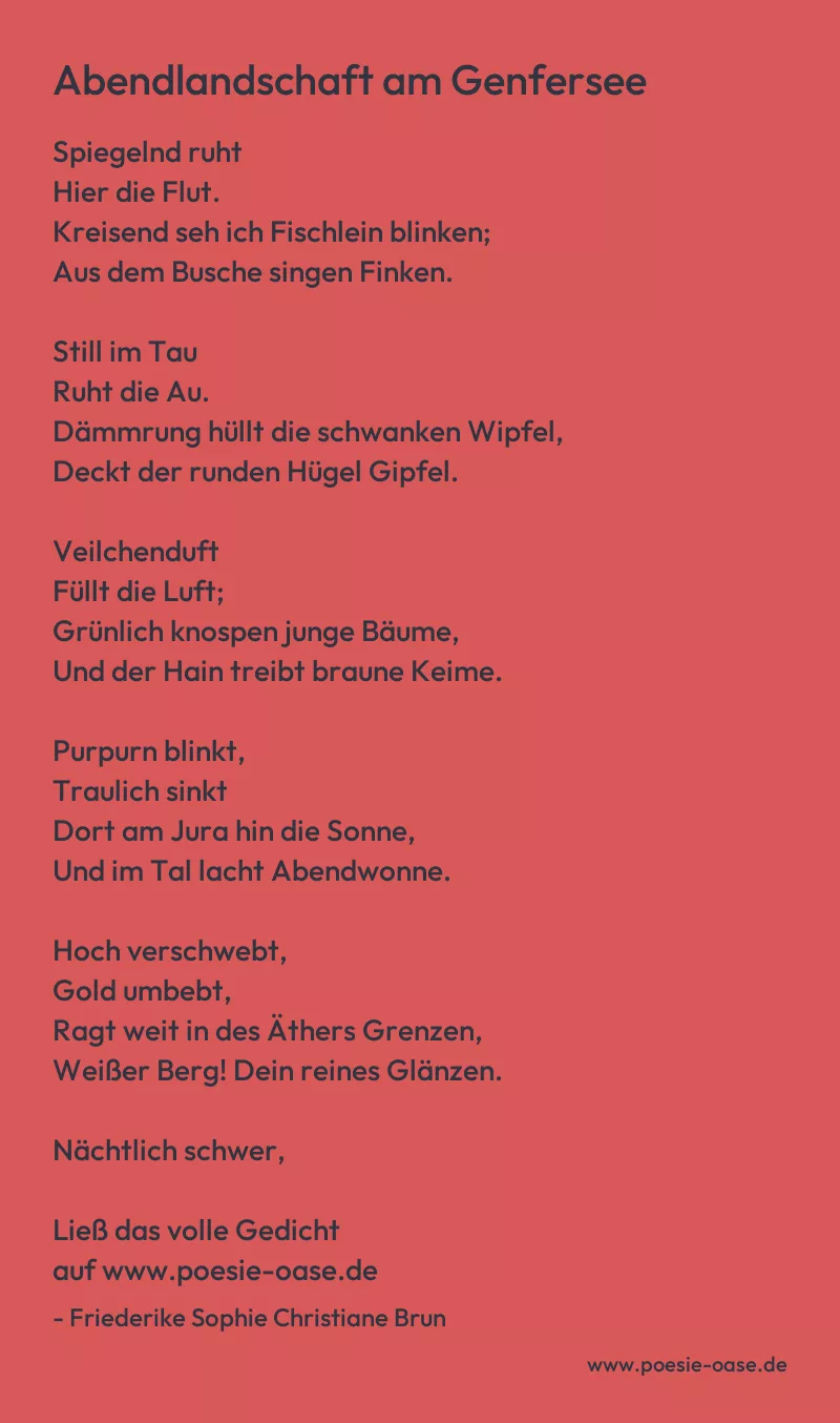 Gedicht: Abendlandschaft am Genfersee von Friederike Sophie Christiane Brun