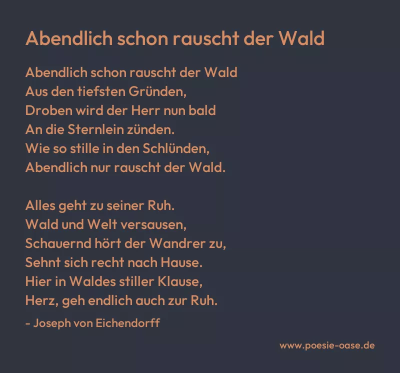 Gedicht: Abendlich schon rauscht der Wald von Joseph von Eichendorff