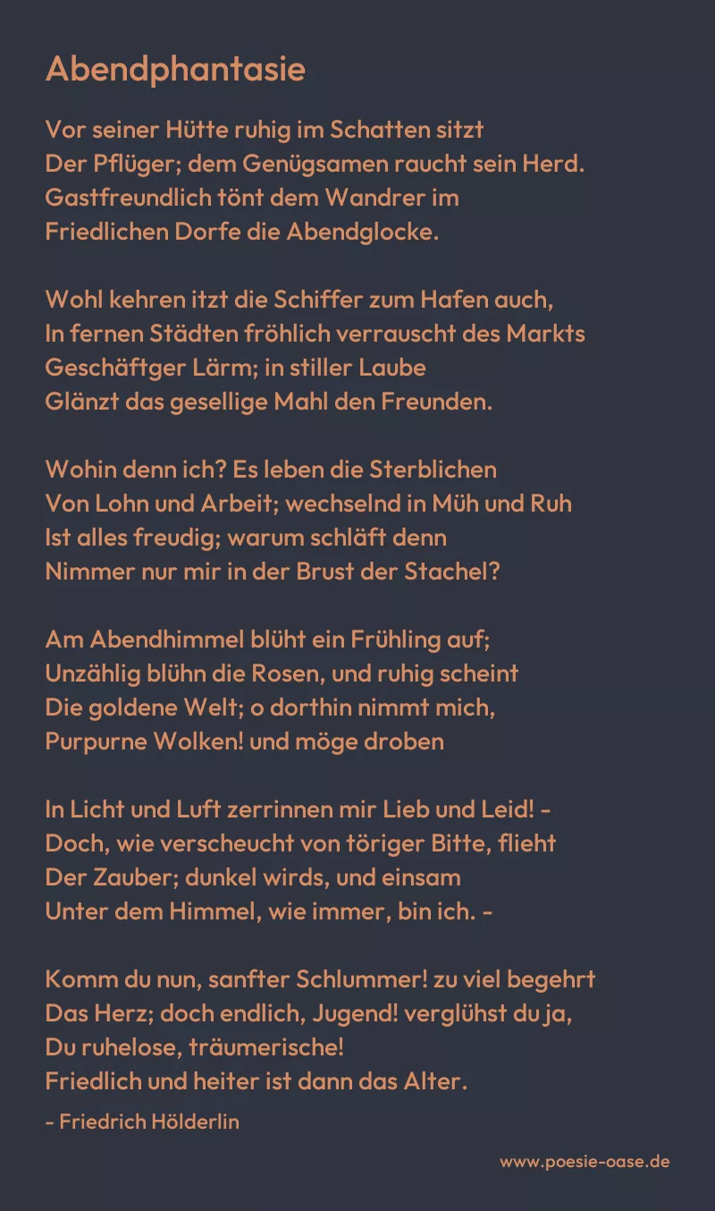Gedicht: Abendphantasie von Friedrich Hölderlin