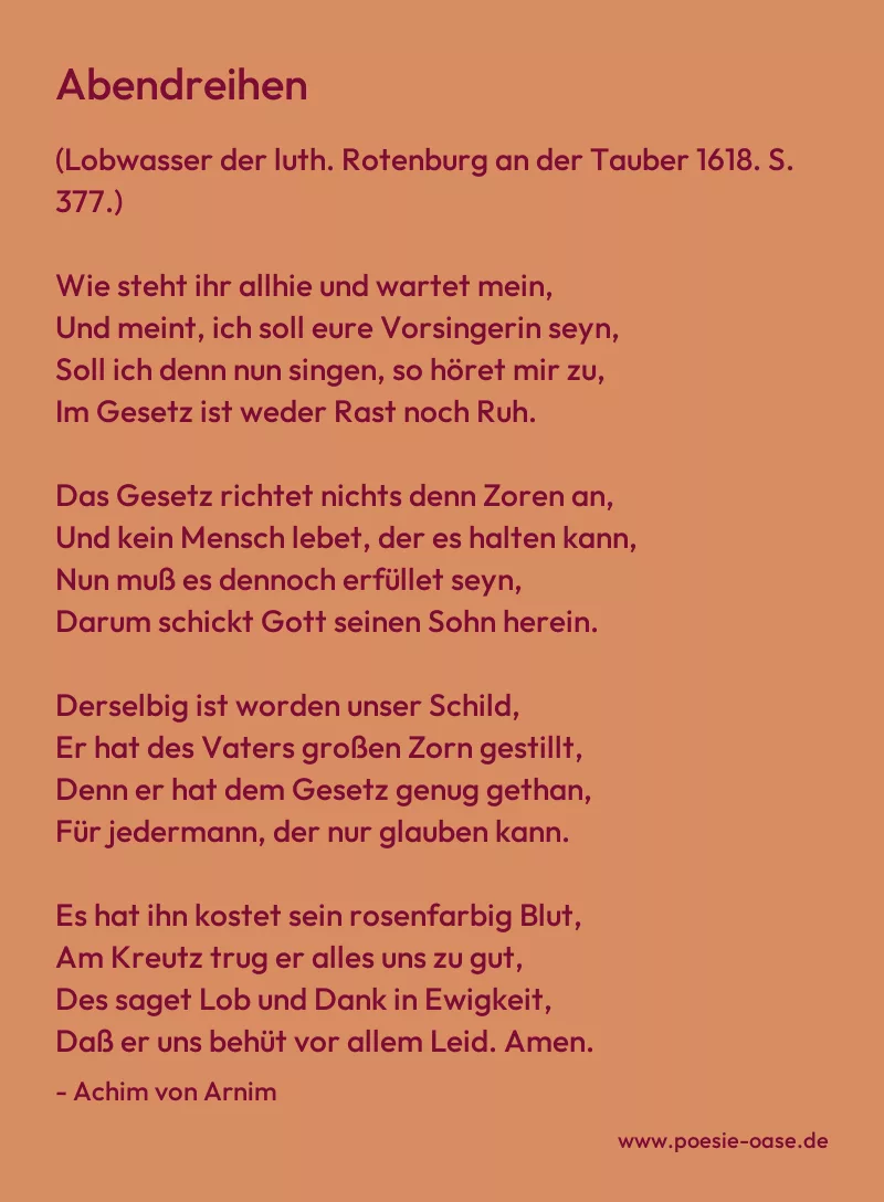 Gedicht: Abendreihen von Achim von Arnim