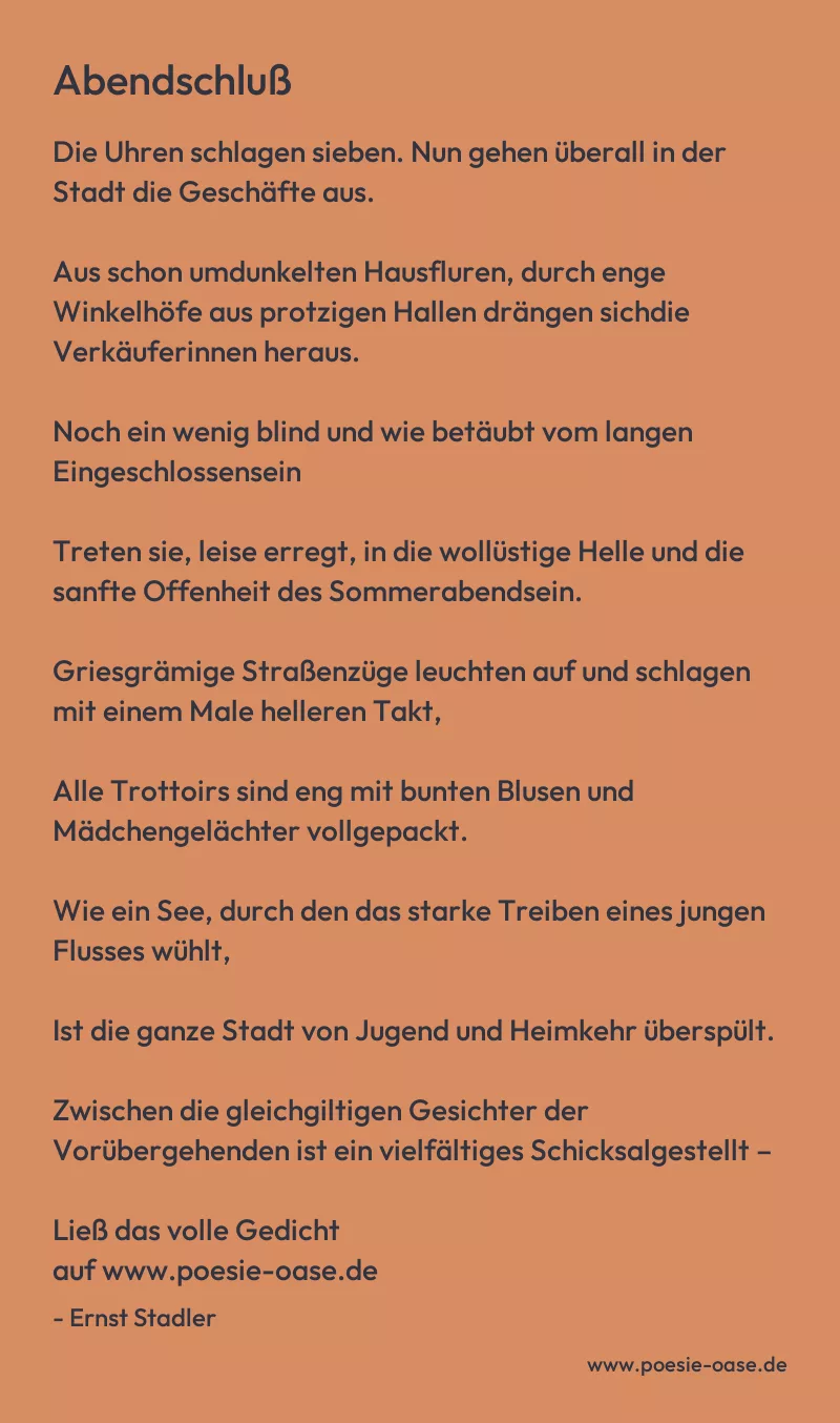 Gedicht: Abendschluß von Ernst Stadler
