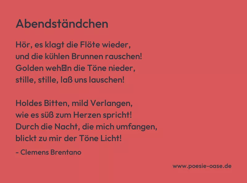 Gedicht: Abendständchen von Clemens Brentano
