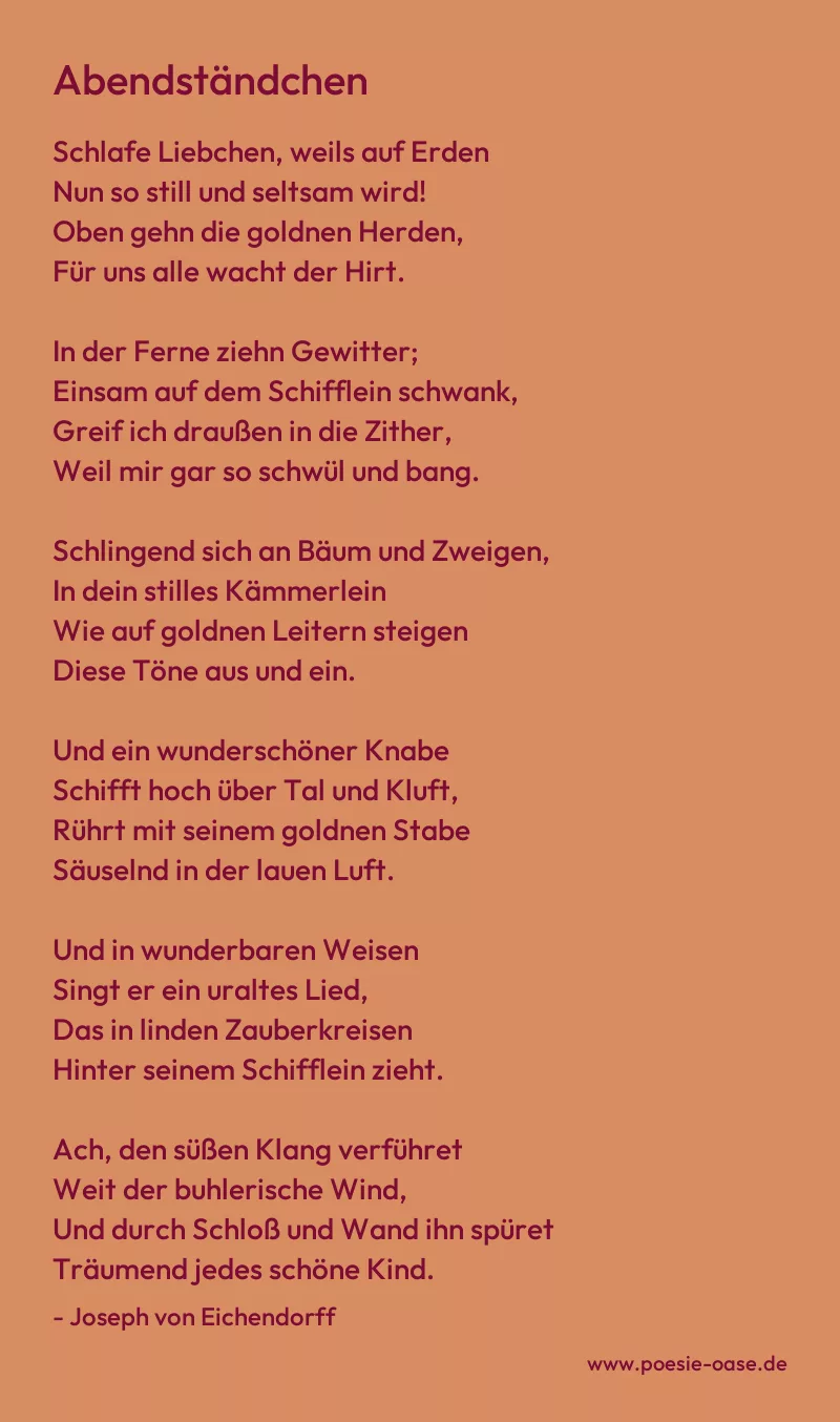 Gedicht: Abendständchen von Joseph von Eichendorff