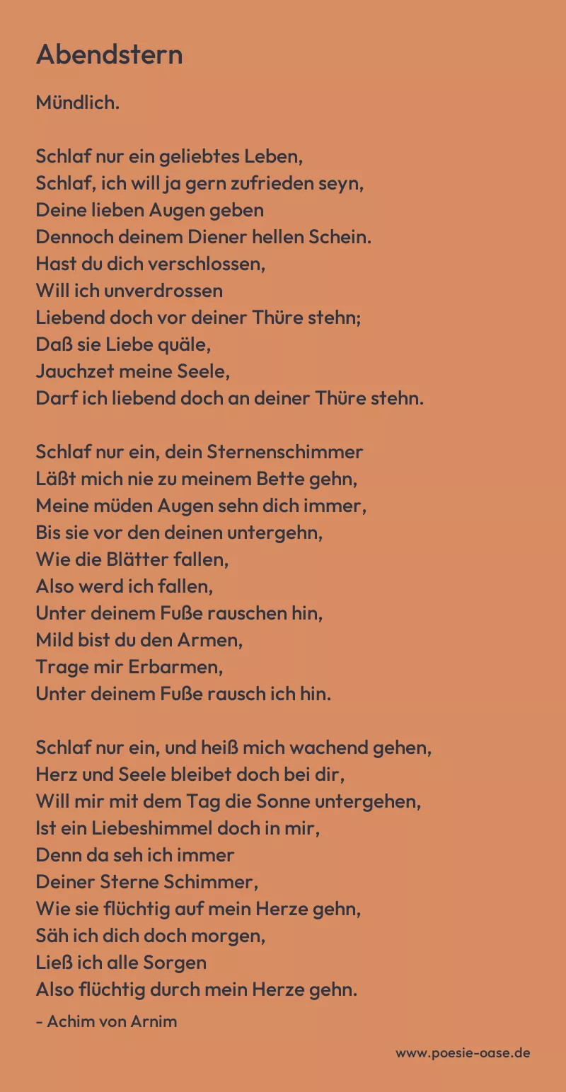 Gedicht: Abendstern von Achim von Arnim