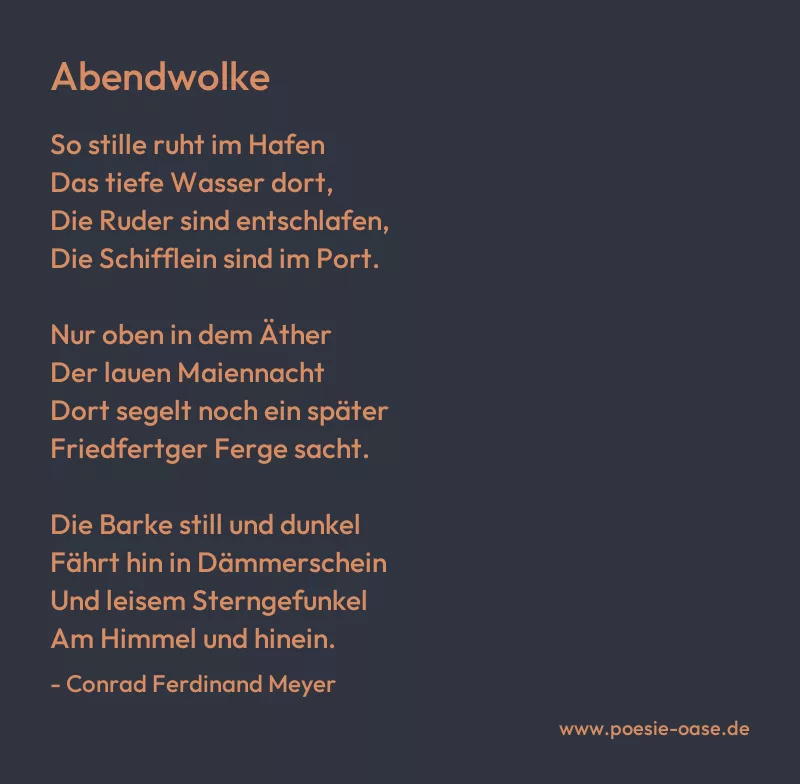 Gedicht: Abendwolke von Conrad Ferdinand Meyer