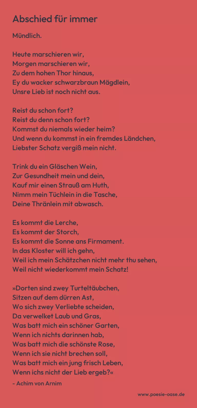 Abschied für immer