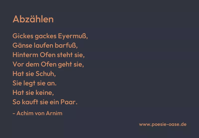 Gedicht: Abzählen von Achim von Arnim