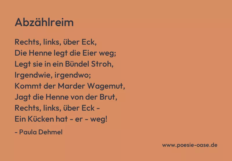 Gedicht: Abzählreim von Paula Dehmel