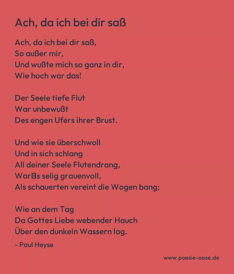 Gedicht: Ach, da ich bei dir saß von Paul Heyse