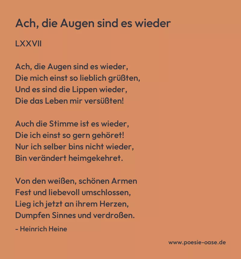 Gedicht: Ach, die Augen sind es wieder von Heinrich Heine
