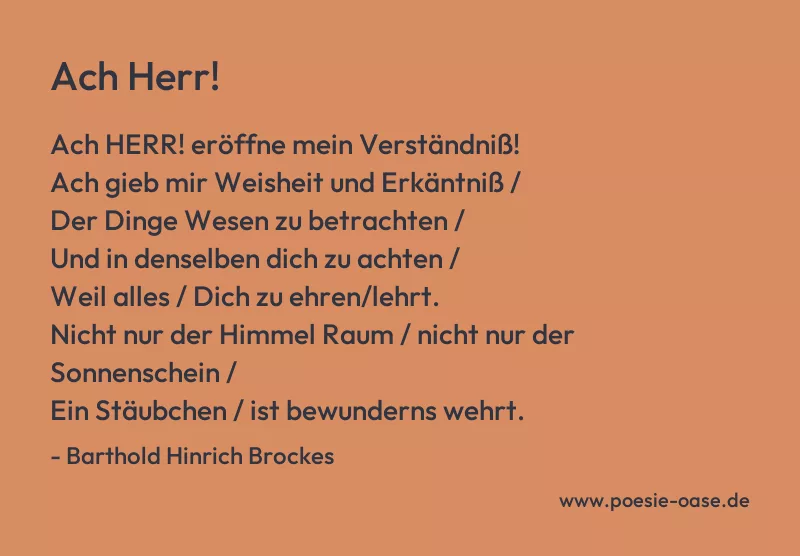 Gedicht: Ach Herr! von Barthold Hinrich Brockes