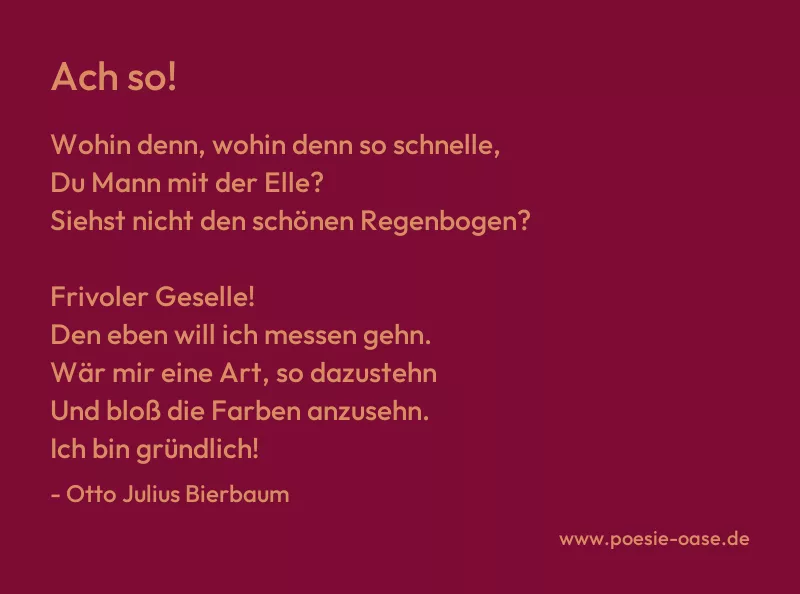 Gedicht: Ach so! von Otto Julius Bierbaum