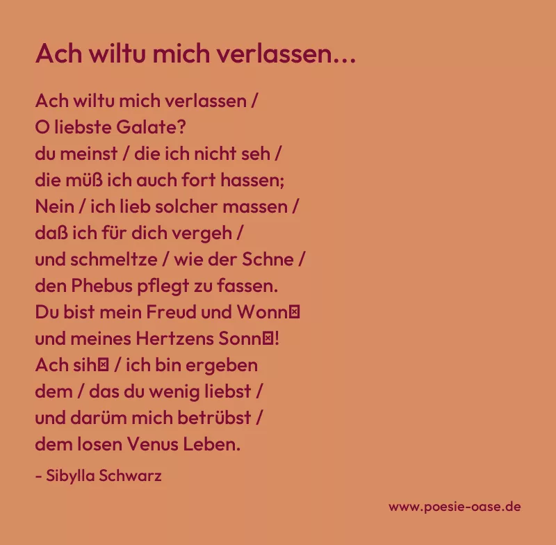 Gedicht: Ach wiltu mich verlassen... von Sibylla Schwarz