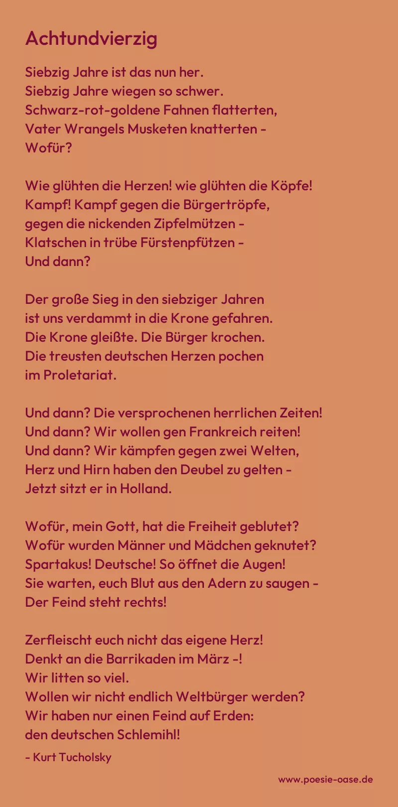 Gedicht: Achtundvierzig von Kurt Tucholsky