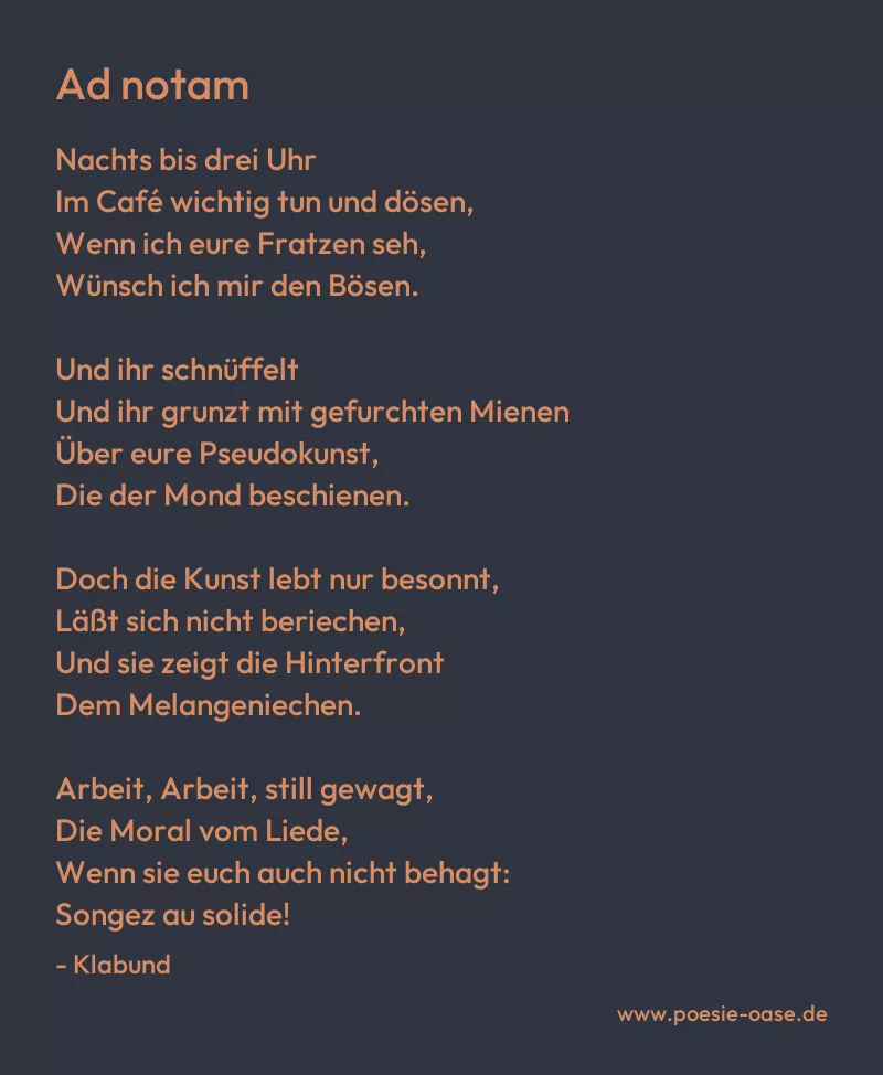 Gedicht: Ad notam von Klabund
