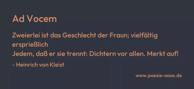 Gedicht: Ad Vocem von Heinrich von Kleist
