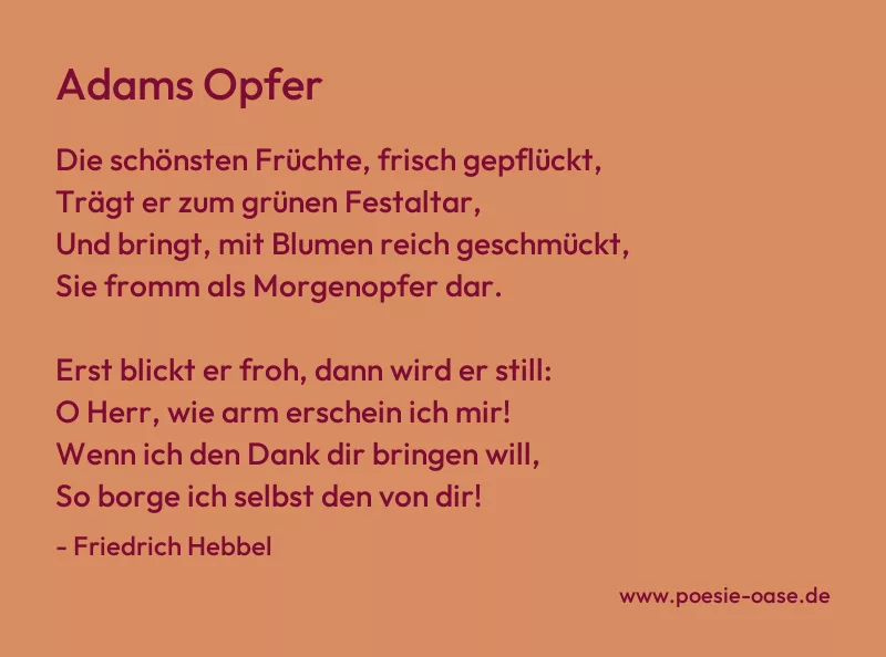 Gedicht: Adams Opfer von Friedrich Hebbel