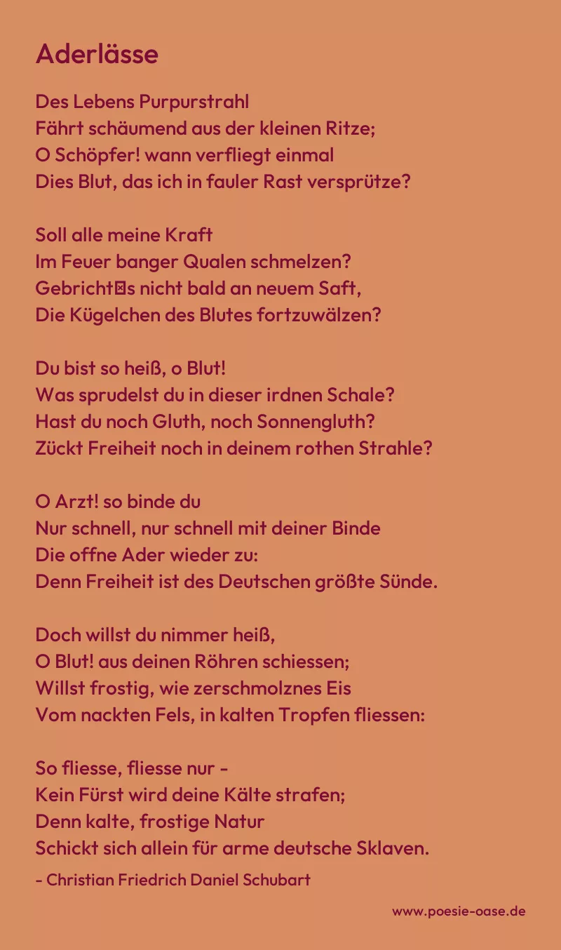 Gedicht: Aderlässe von Christian Friedrich Daniel Schubart