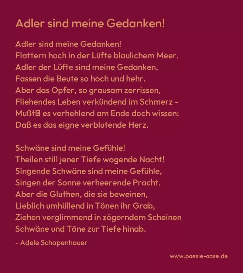 Gedicht: Adler sind meine Gedanken! von Adele Schopenhauer