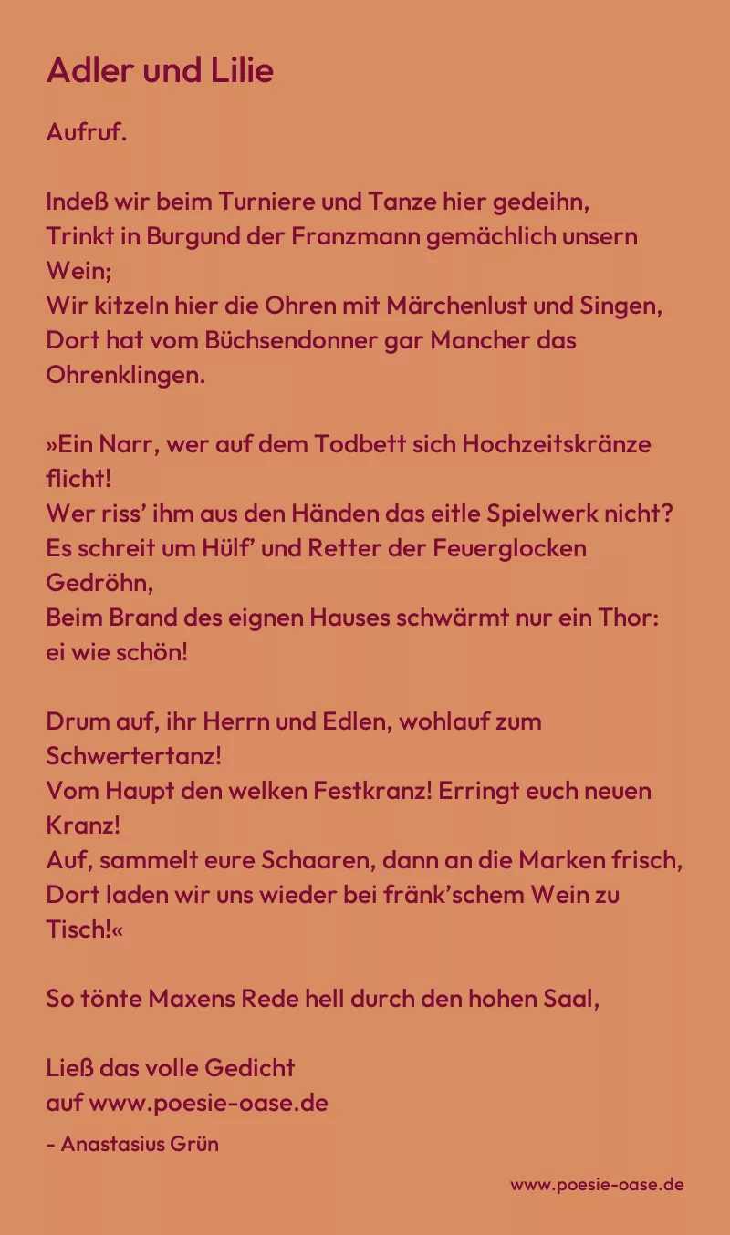 Gedicht: Adler und Lilie von Anastasius Grün
