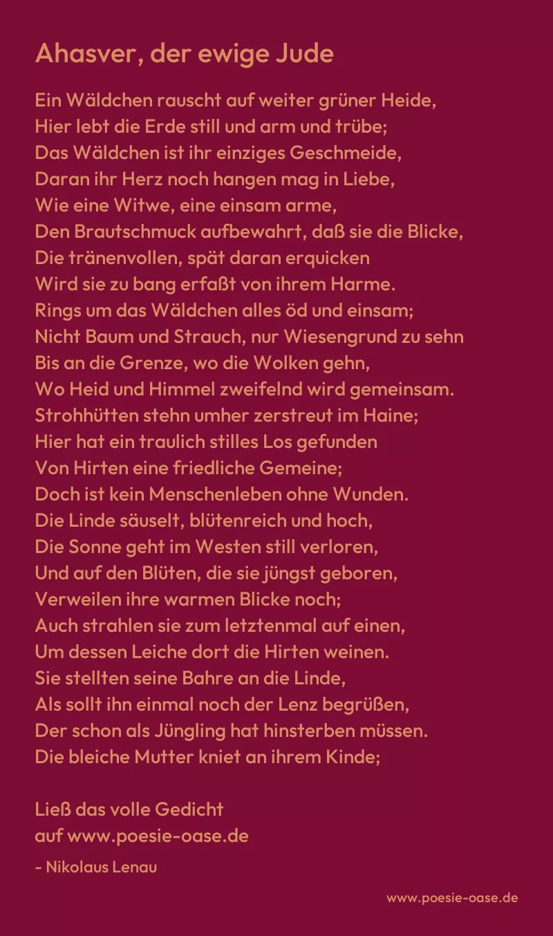 Gedicht: Ahasver, der ewige Jude von Nikolaus Lenau