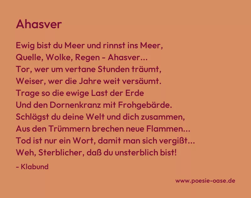 Gedicht: Ahasver von Klabund