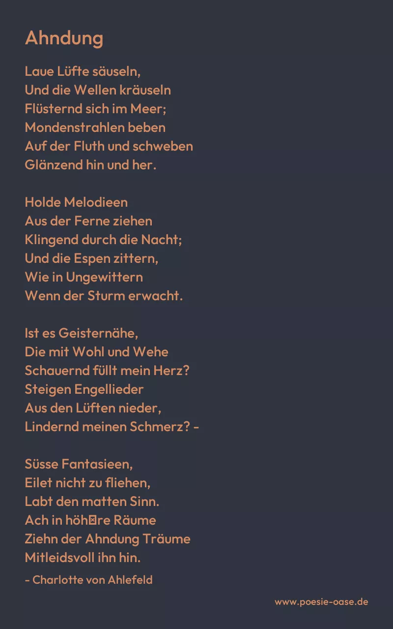 Gedicht: Ahndung von Charlotte von Ahlefeld