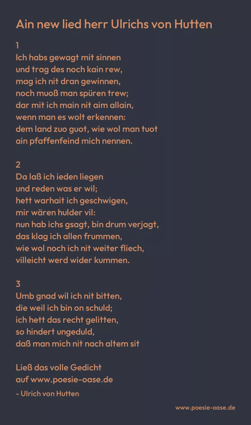 Gedicht: Ain new lied herr Ulrichs von Hutten von Ulrich von Hutten