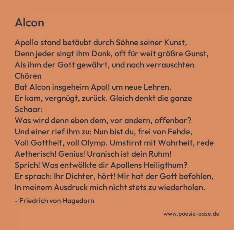 Gedicht: Alcon von Friedrich von Hagedorn
