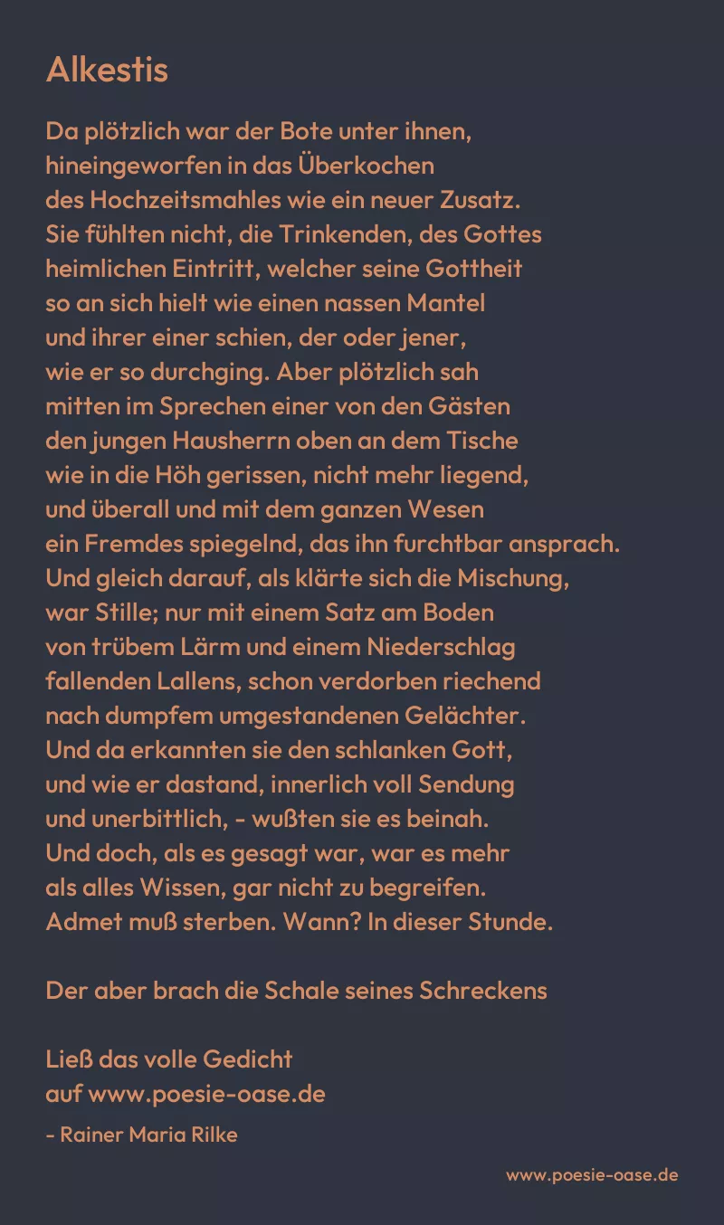 Gedicht: Alkestis von Rainer Maria Rilke