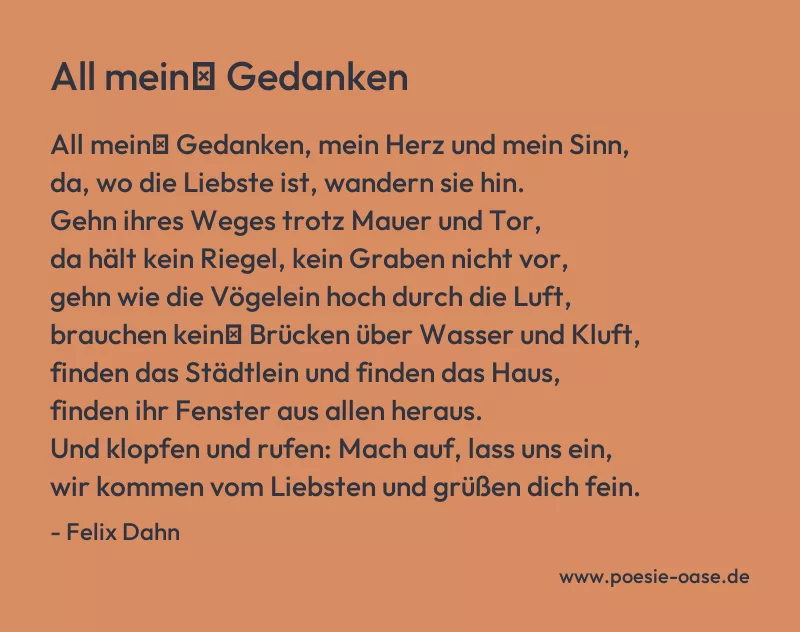 Gedicht: All mein′ Gedanken von Felix Dahn