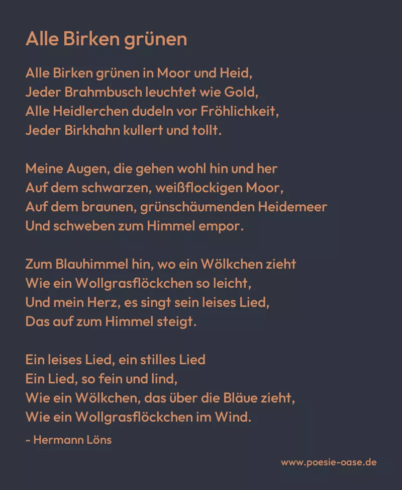 Gedicht: Alle Birken grünen von Hermann Löns