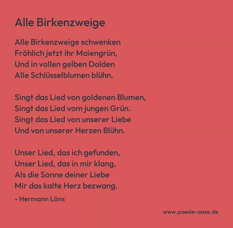Gedicht: Alle Birkenzweige von Hermann Löns