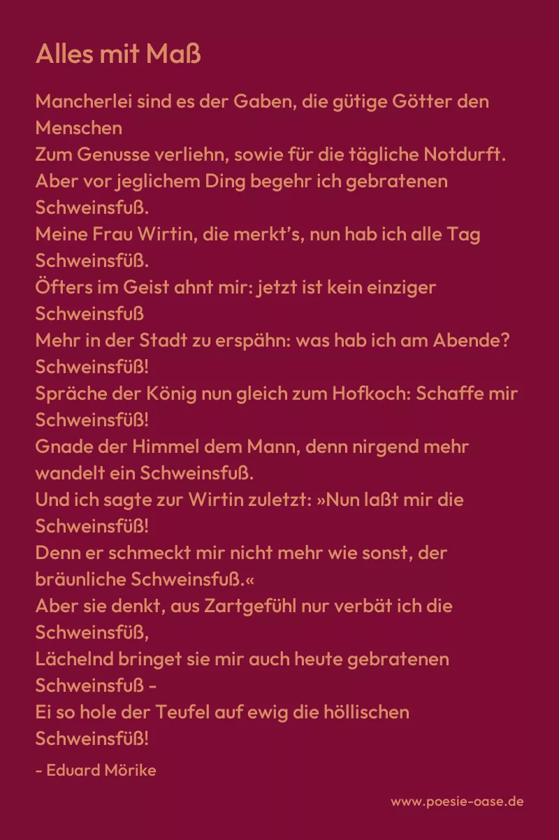 Gedicht: Alles mit Maß von Eduard Mörike