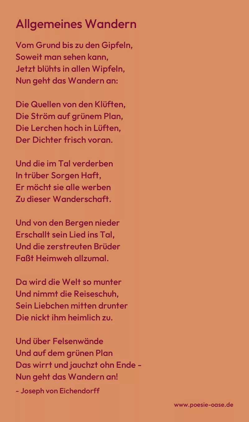 Gedicht: Allgemeines Wandern von Joseph von Eichendorff