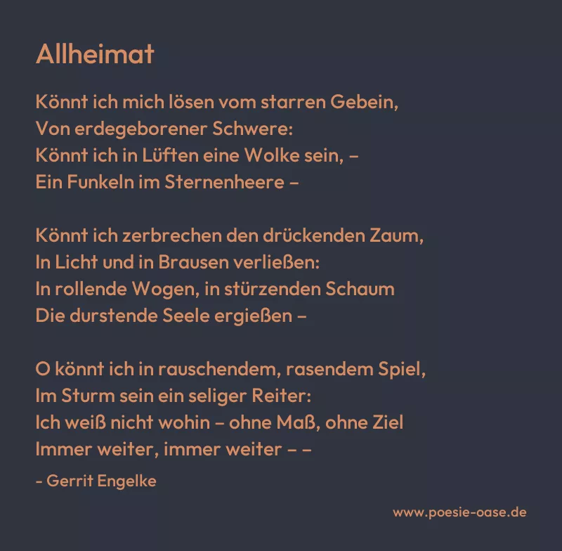 Gedicht: Allheimat von Gerrit Engelke