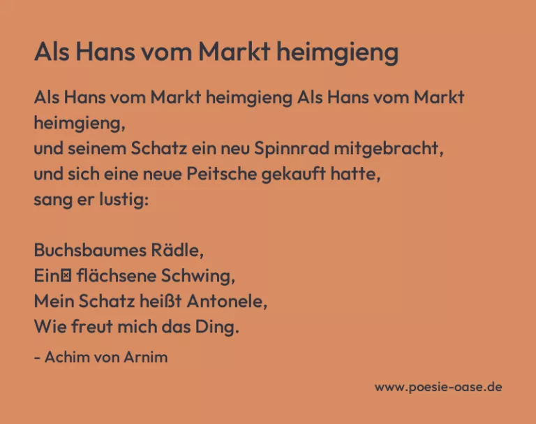 Als Hans vom Markt heimgieng