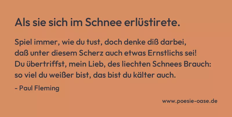 Gedicht: Als sie sich im Schnee erlüstirete. von Paul Fleming