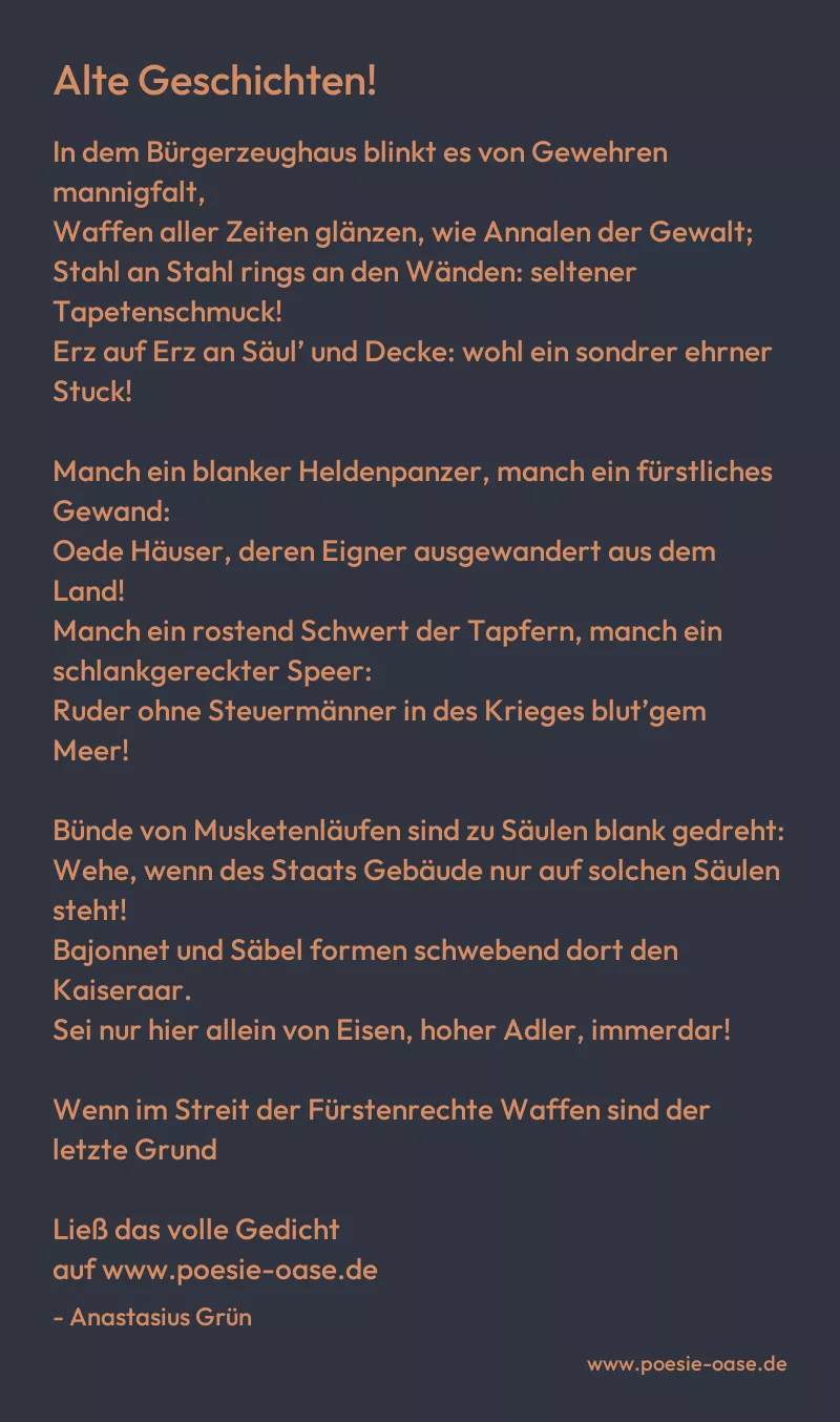 Gedicht: Alte Geschichten! von Anastasius Grün