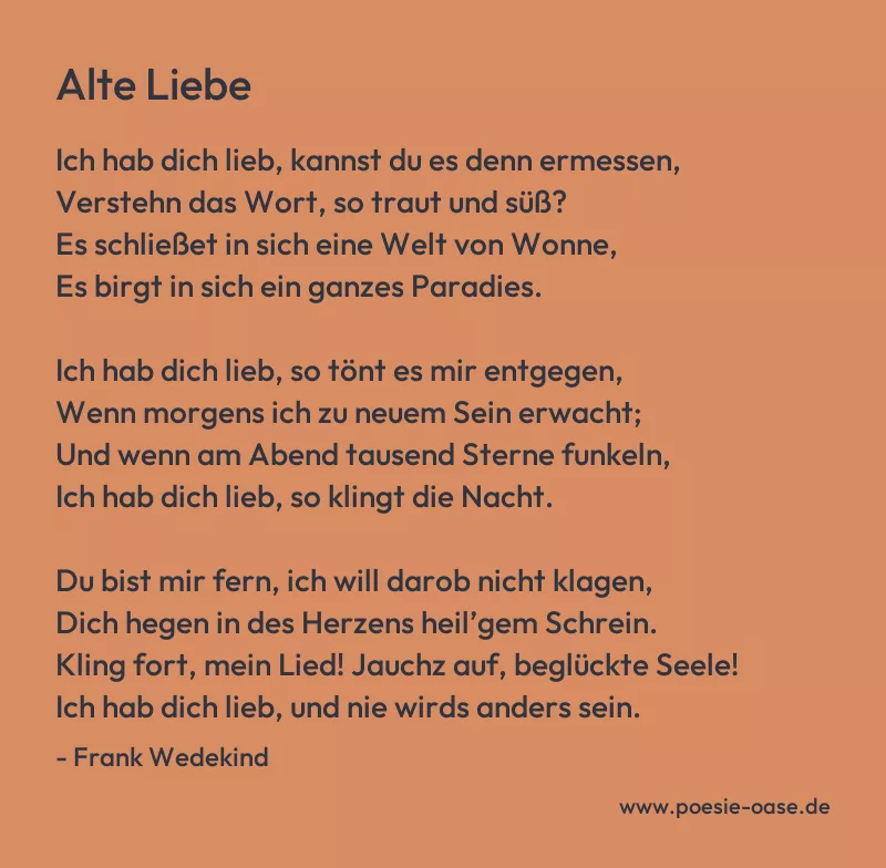 Gedicht: Alte Liebe von Frank Wedekind