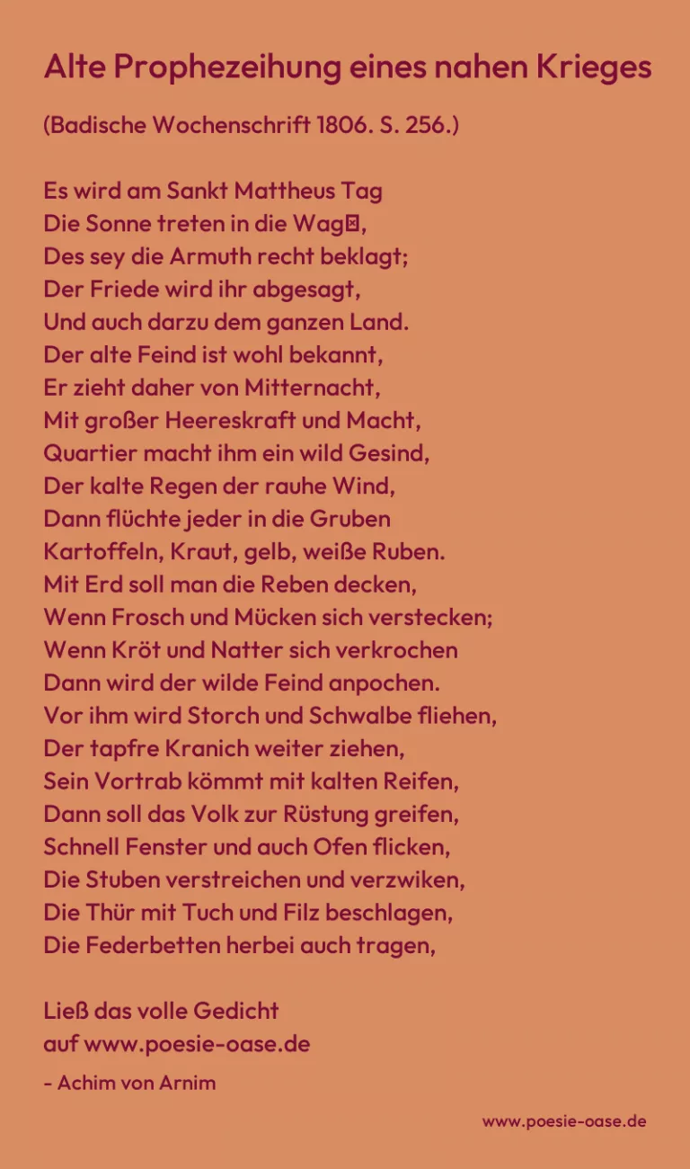 Alte Prophezeihung eines nahen Krieges