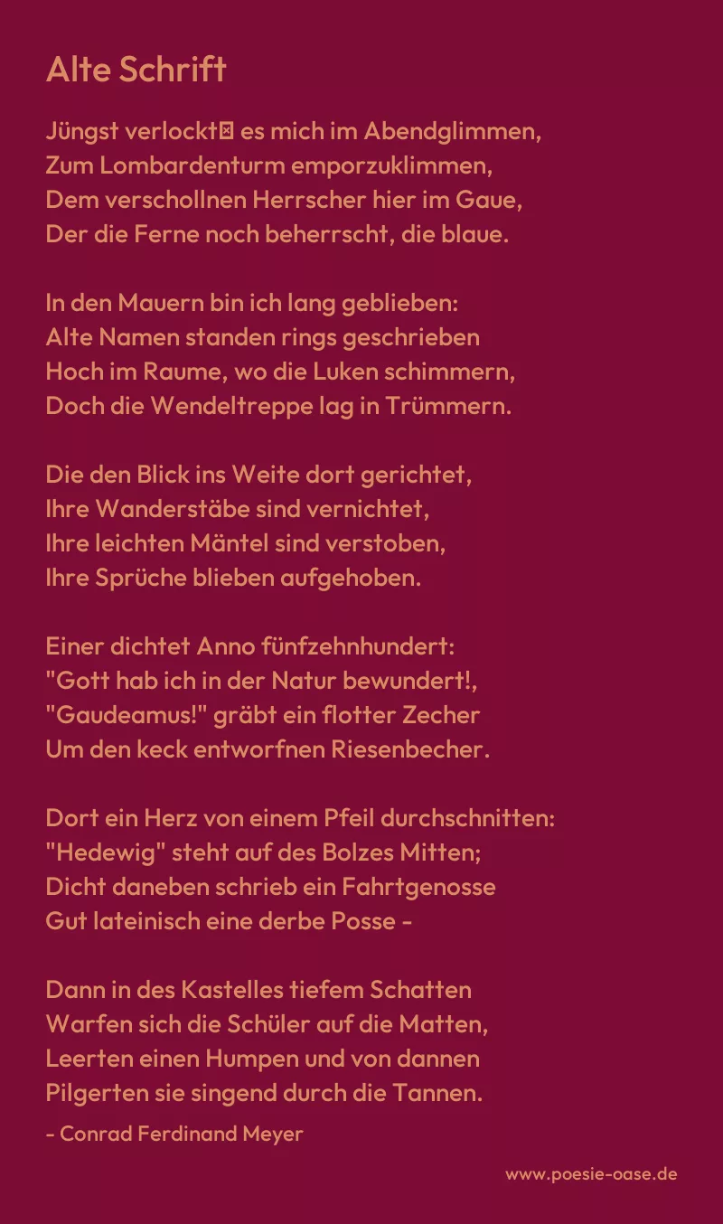 Gedicht: Alte Schrift von Conrad Ferdinand Meyer
